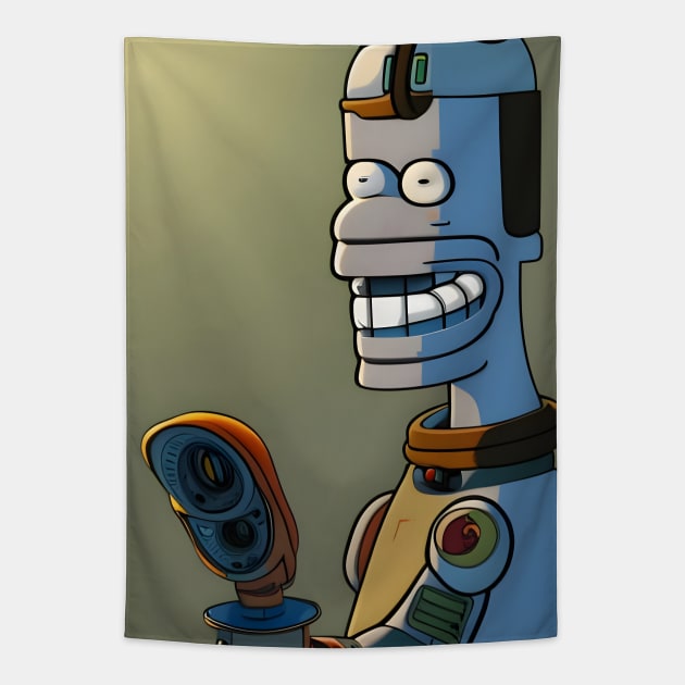 Strange smiling robot Tapestry by Urbanic