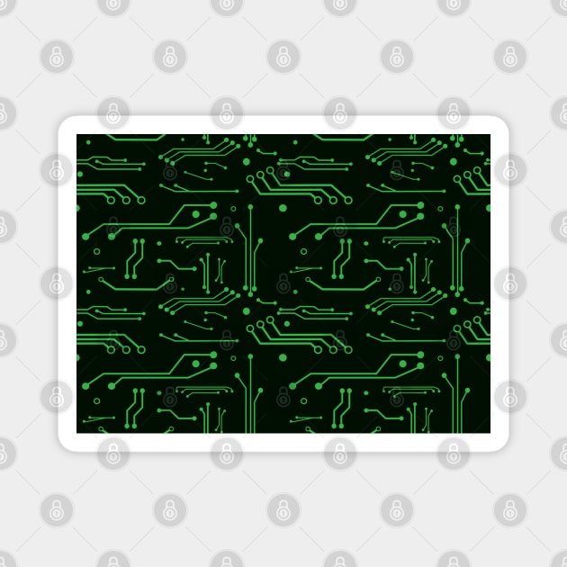 Green Circuits Magnet by Firestorm Fox