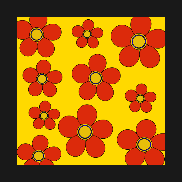 retro hippy flower power pop art pattern by pauloneill-art