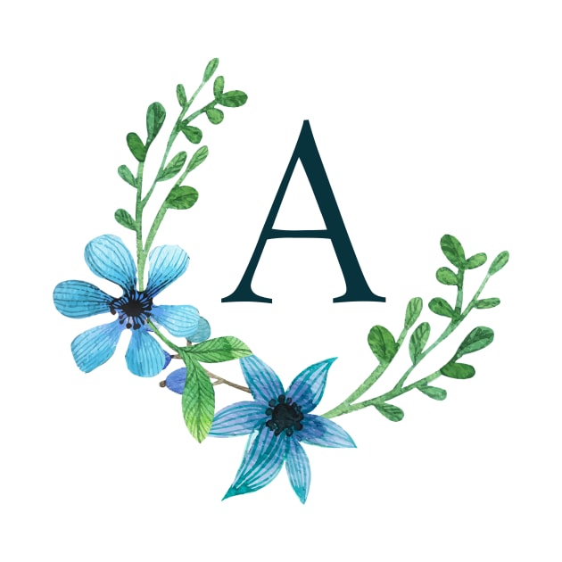 Floral Monogram A Pretty Blue Flowers by floralmonogram