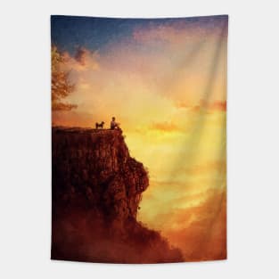 dog and man wanderers Tapestry