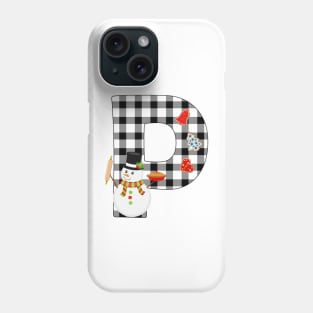 BW Buffalo Checks Pattern Monogram P | Snowman Phone Case