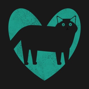 Cat Lover Heart - Turquoise T-Shirt