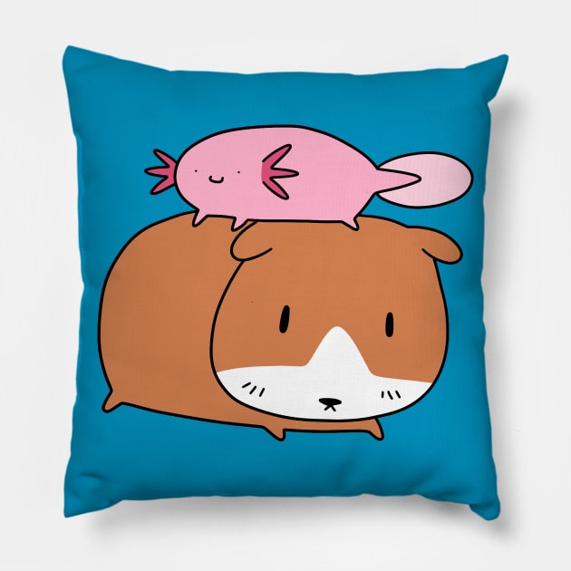 Axolotl and Guinea Pig Pillow by saradaboru