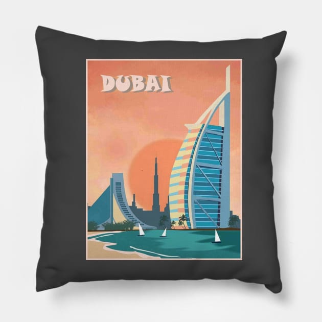 Dubai Hotel and Waterfront Mid East Vacation Print Pillow by posterbobs