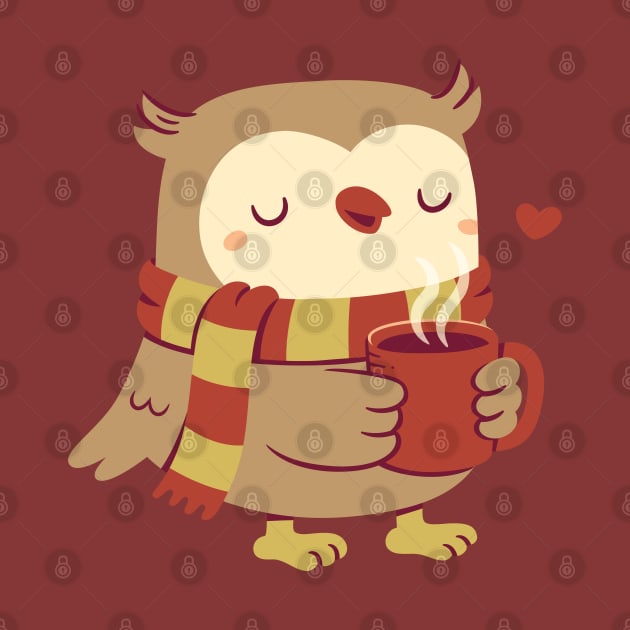 Cute Owl With Hot Cocoa For Cold Days by rustydoodle