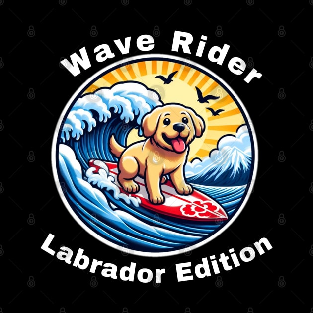 Wave Rider Labrador Edition- Labrador Puppy Surfing on the Great Waves off Kanagawa by Trendz by Ami