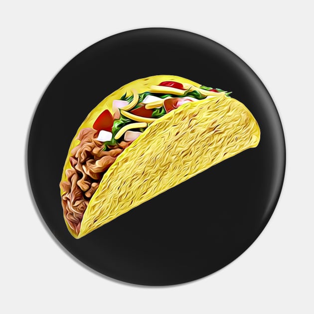 Taco Tuesday Toon Style Tiled Taco Emoji Pattern Pin by BubbleMench