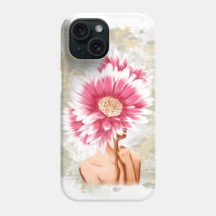 Girl with big gerberas on her head. Phone Case