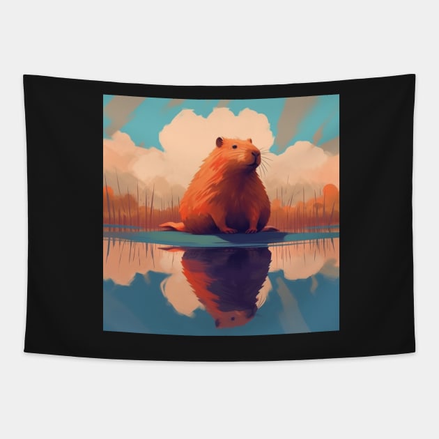 Capybara Cuteness: Adorable and Irresistible Tapestry by Boiledpancakes