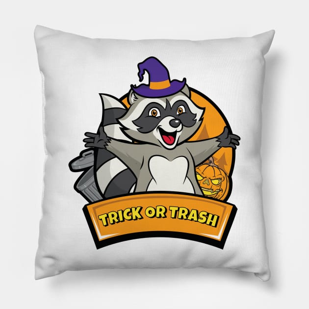 Trick or Trash - Halloween Moon Pillow by Bunder Score