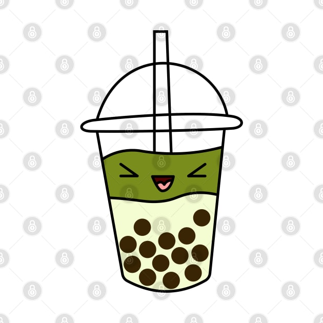 happy matcha boba cute by Doodle Workshop