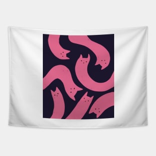 cat pattern aesthetic illustration pink purple black Tapestry