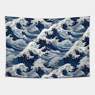 Ephemeral Crests: Hokusai Waves Reimagined Tapestry