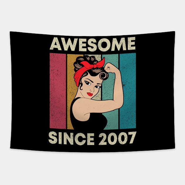 15th Birthday Awesome Since 2007 Vintage Retro Womens Tapestry by snnt