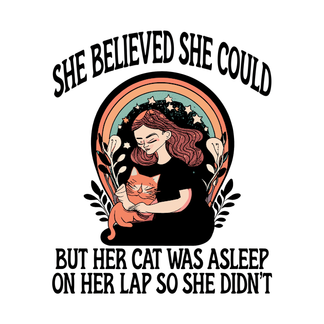 she believed she could but her cat was asleep on her lap so she didnt shirt, Hand Drawn black cat Celestial by ILOVEY2K