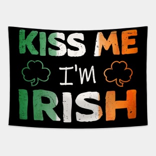 Kiss Me I'm Irish Ireland Flag shamrock St Patrick's day Tapestry