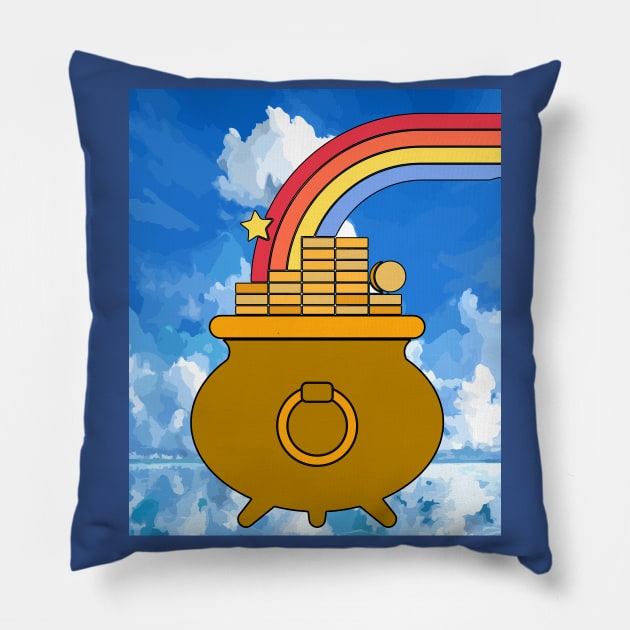 Rainbow With Boiler Pot Full Of Gold Pillow by flofin