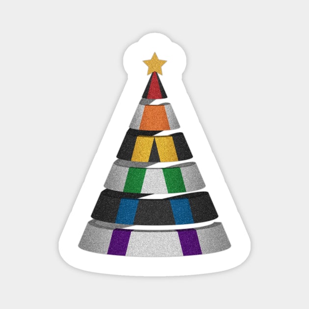 Large Spiral LGBT Ally Pride Flag Christmas Tree Vector Magnet by LiveLoudGraphics