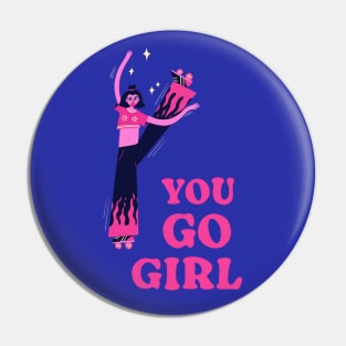 You go girl. Roller girl. Skater girl illustration Pin