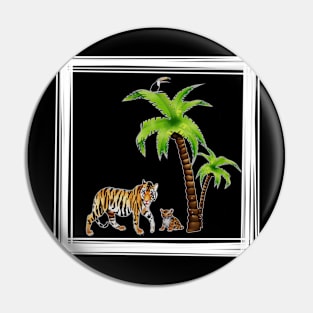 Tiger with Cub Tropical Animal Pin