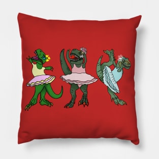 Ballerina T-Rex Dinosaurs doing Ballet Dance Pillow