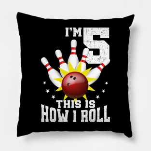 Bowling 5th Birthday Bday Party Kids 5 years Old Bowler Pillow