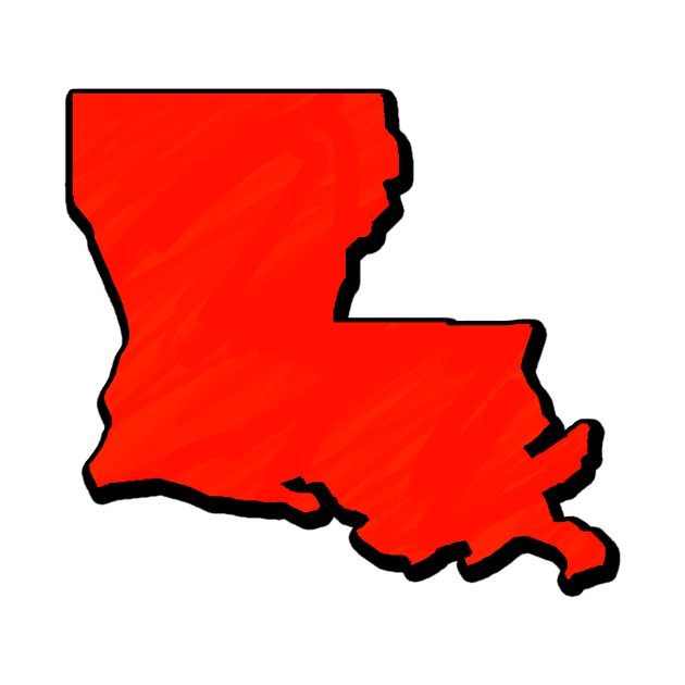 Bright Red Louisiana Outline by Mookle