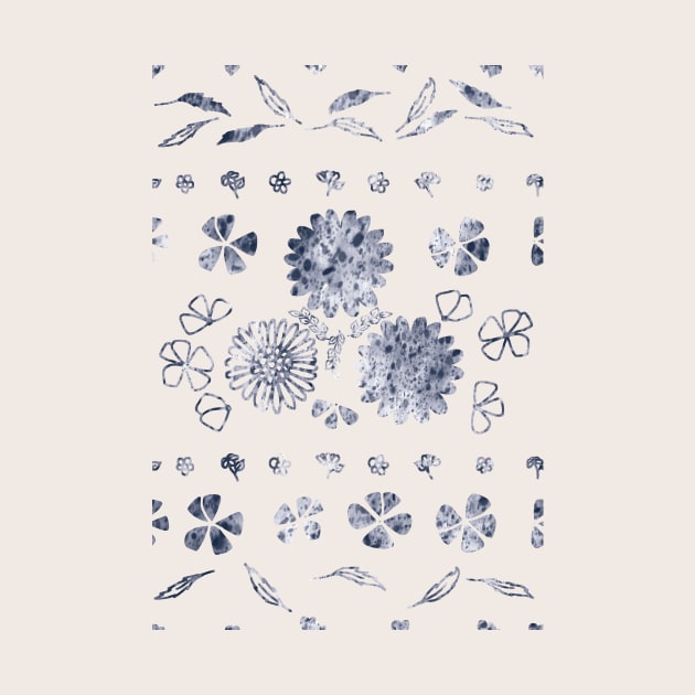 Faded Denim Blue Spring Flower Flush by Jaana Day