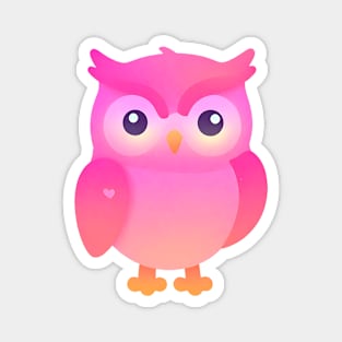 Cute Pink Owl with a Heart Tatoo Magnet