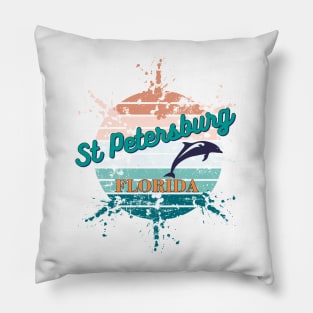 St Petersburg Florida Exploding Retro Vintage Sunset T-Shirt Pillow