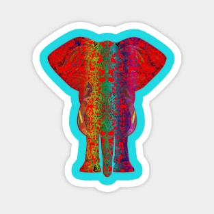Rainbow Red Elephant on Blue Magnet