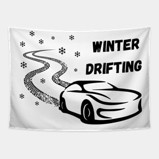 winter car drift white snow Tapestry