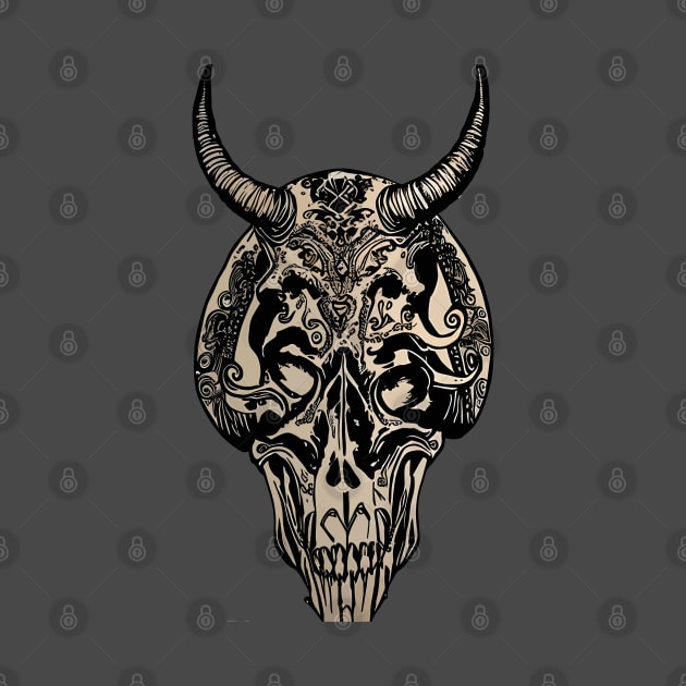 Tribal Tattoo Bulls Skull by Obotan Mmienu