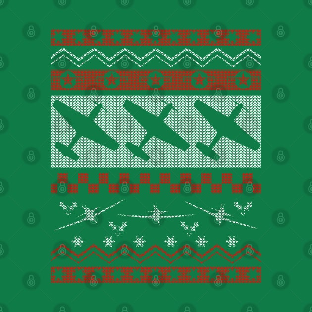 P-51 Mustang "Ugly Christmas Sweater" Tee by DesignedForFlight