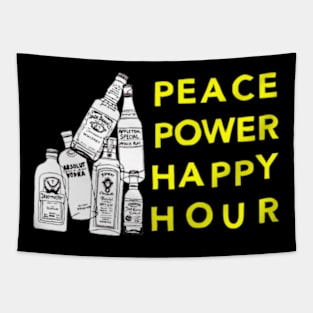 Peace Power Happy Hour, Funny Moms, Drinking, happy Hour, Day Drinking, Gifts, 2023, 2024 Tapestry