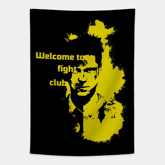 Welcome to fight club yellow Tapestry by RataGorrata