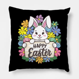 Happy Easter Bunny And Cat And Dog Mom Dad Boys Girls kids Pillow