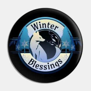 Winter Blessings Fox Badge Pin