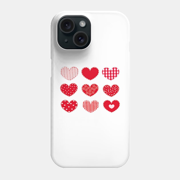 Red hearts Happy Valentine's day Phone Case by GULSENGUNEL