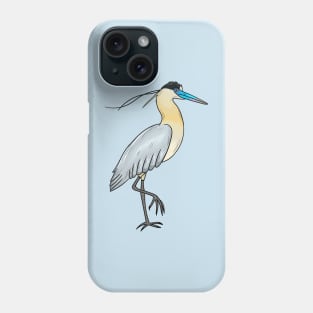 Capped heron bird cartoon illustration Phone Case