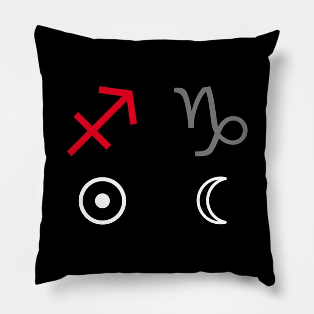 Sagittarius Sun Capricorn Moon Zodiac Sign Pillow by Horosclothes