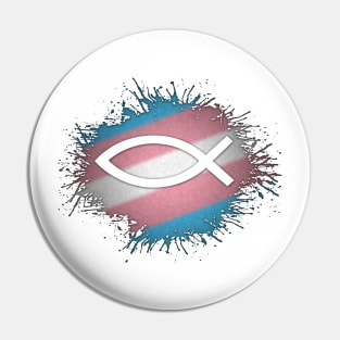 Paint Splatter Transgender Pride Flag Fish Symbol Pin