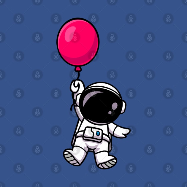 Cute Astronaut with Red Balloon by marat