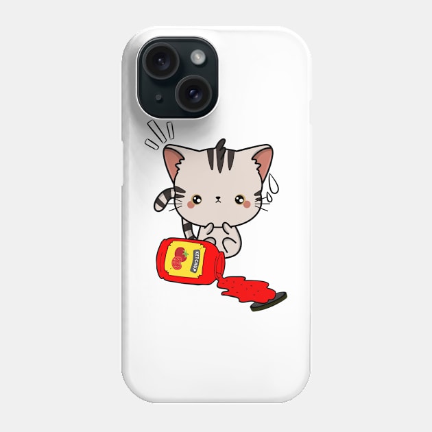 Tabby Cat Spilled a bottle of ketchup Phone Case by Pet Station