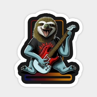 Sloth Playing Base Guitar Magnet