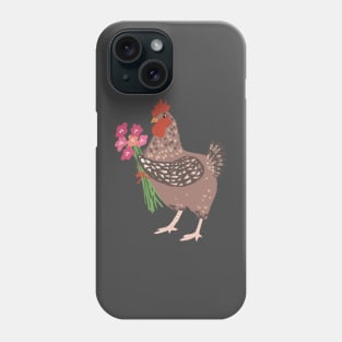 Chicken bringing Flowers Phone Case