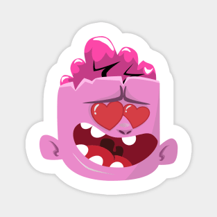 Cute pink brain monster with heart eye Magnet