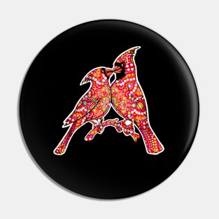 Red Cardinal birds mandala art Pin