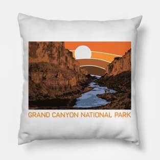 Vintage Grand Canyon National Park Retro Colorado River 80s Pillow